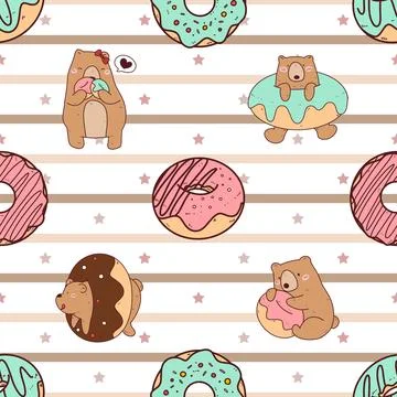 Seamless repeating pattern with cute bears Stock Illustration
