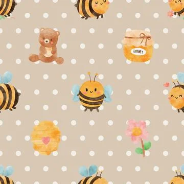 Seamless repeating pattern with cute bears Stock Illustration