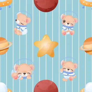 Seamless repeating pattern with cute bears Stock Illustration