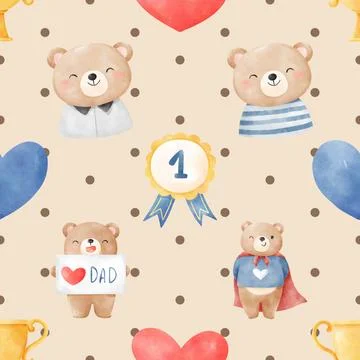 Seamless repeating pattern with cute bears Stock Illustration