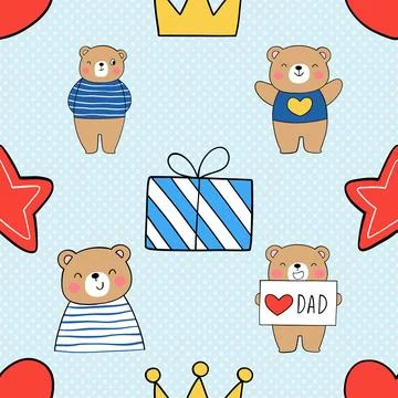 Seamless repeating pattern with cute bears Illustrazione stock