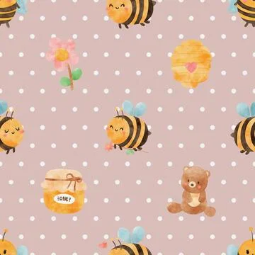 Seamless repeating pattern with cute bears Stock Illustration