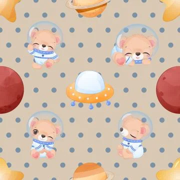 Seamless repeating pattern with cute bears Stock Illustration