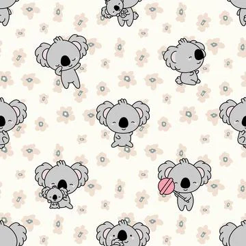 Seamless repeating pattern with cute bears Stock Illustration