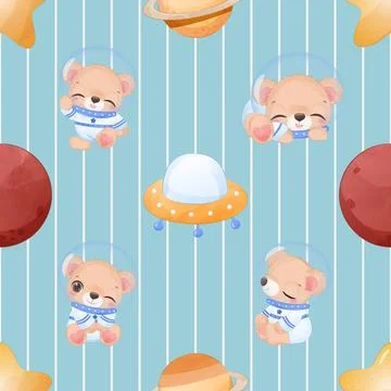Seamless repeating pattern with cute bears Stock Illustration
