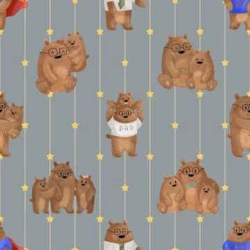 Seamless repeating pattern with cute bears Stock Illustration