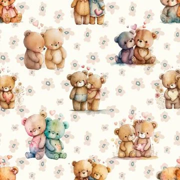 Seamless repeating pattern with cute bears Stock Illustration