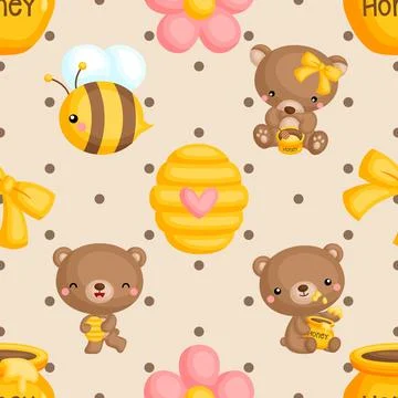 Seamless repeating pattern with cute bears Stock Illustration