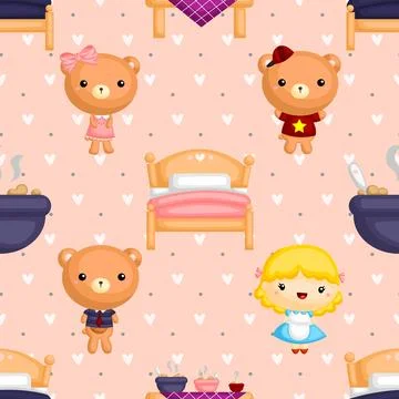 Seamless repeating pattern with cute bears Stock Illustration