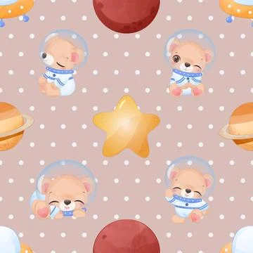 Seamless repeating pattern with cute bears Stock Illustration