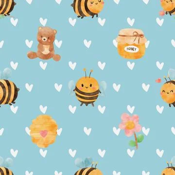 Seamless repeating pattern with cute bears Stock Illustration