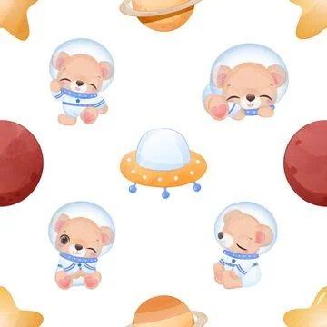 Seamless repeating pattern with cute bears Illustrazione stock