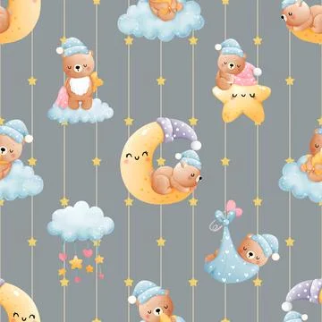 Seamless repeating pattern with cute bears Illustrazione stock