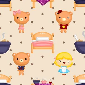 Seamless repeating pattern with cute bears Stock Illustration
