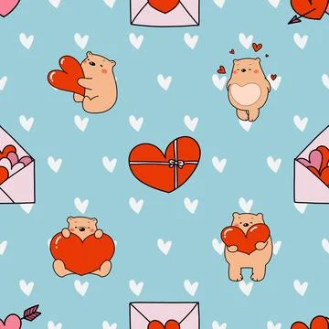 Seamless repeating pattern with cute bears Stock Illustration