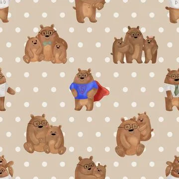 Seamless repeating pattern with cute bears Stock Illustration