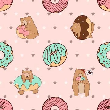 Seamless repeating pattern with cute bears Stock Illustration