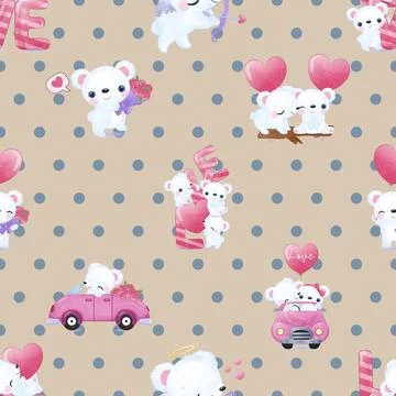 Seamless repeating pattern with cute bears Stock Illustration