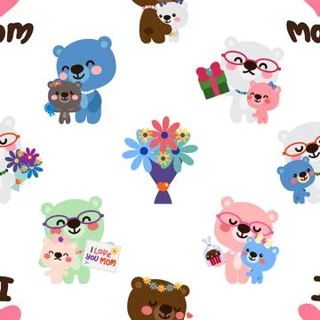 Seamless repeating pattern with cute bears Stock Illustration