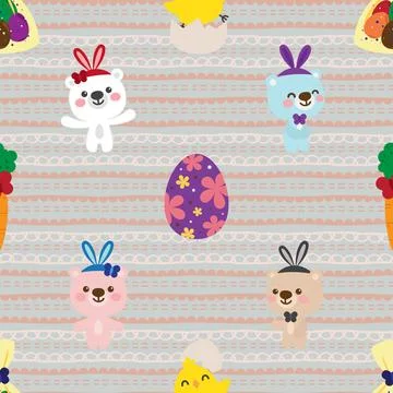 Seamless repeating pattern with cute bears Stock Illustration