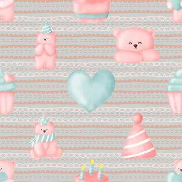 Seamless repeating pattern with cute bears Stock Illustration