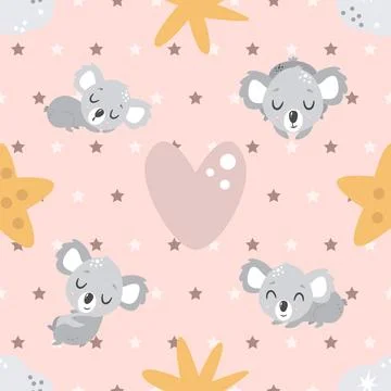 Seamless repeating pattern with cute bears Stock Illustration