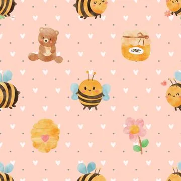 Seamless repeating pattern with cute bears Stock Illustration
