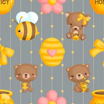 Seamless repeating pattern with cute bears Stock Illustration