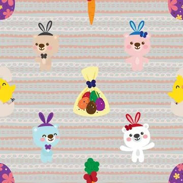 Seamless repeating pattern with cute bears Stock Illustration