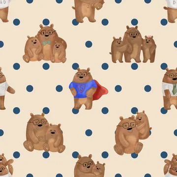 Seamless repeating pattern with cute bears Illustrazione stock