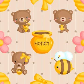 Seamless repeating pattern with cute bears Stock Illustration