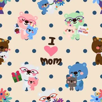 Seamless repeating pattern with cute bears Stock Illustration