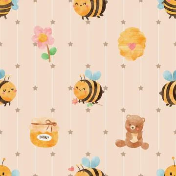 Seamless repeating pattern with cute bears Stock Illustration