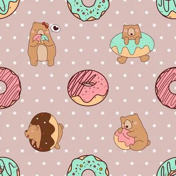Seamless repeating pattern with cute bears Stock Illustration
