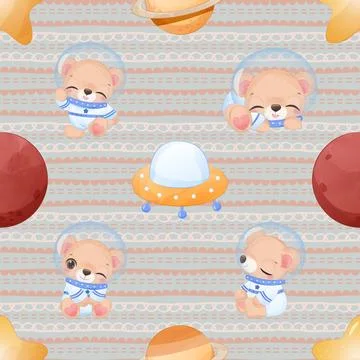 Seamless repeating pattern with cute bears 스톡 일러스트