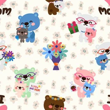 Seamless repeating pattern with cute bears Stock Illustration