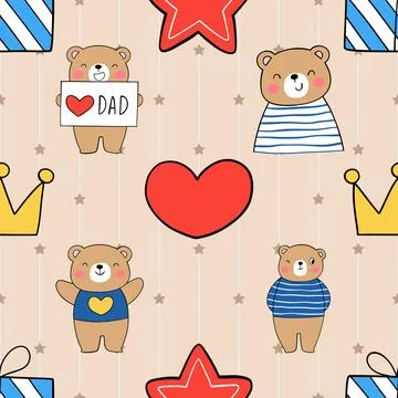 Seamless repeating pattern with cute bears Stock Illustration