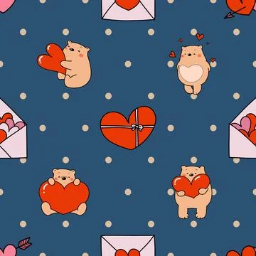 Seamless repeating pattern with cute bears Illustrazione stock