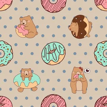 Seamless repeating pattern with cute bears Stock Illustration