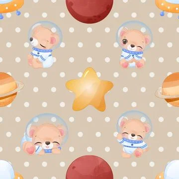 Seamless repeating pattern with cute bears Stock Illustration