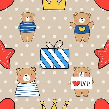 Seamless repeating pattern with cute bears Stock Illustration