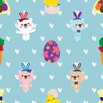 Seamless repeating pattern with cute bears Stock Illustration