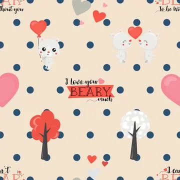 Seamless repeating pattern with cute bears Stock Illustration