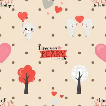 Seamless repeating pattern with cute bears Stock Illustration