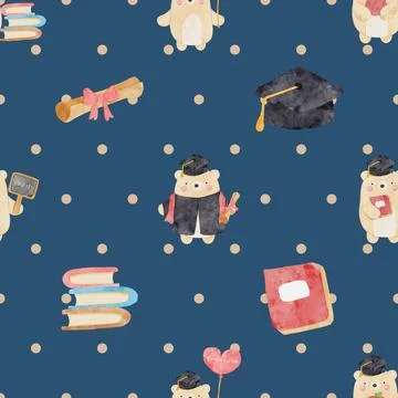 Seamless repeating pattern with cute bears Stock Illustration