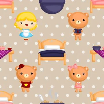 Seamless repeating pattern with cute bears Stock Illustration