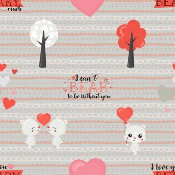Seamless repeating pattern with cute bears Stock Illustration