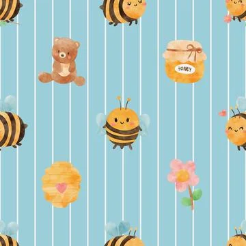 Seamless repeating pattern with cute bears Illustrazione stock