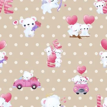 Seamless repeating pattern with cute bears Stock Illustration