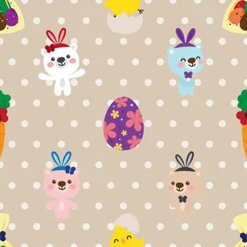 Seamless repeating pattern with cute bears Stock Illustration